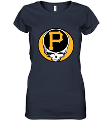Pittsburgh Pirates Grateful Dead Steal Your Face Baseball Womens V-Neck T-Shirt Womens V-Neck T-Shirt - VeigarTee