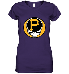 Pittsburgh Pirates Grateful Dead Steal Your Face Baseball Womens V-Neck T-Shirt Womens V-Neck T-Shirt - VeigarTee