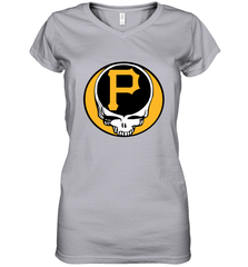 Pittsburgh Pirates Grateful Dead Steal Your Face Baseball Womens V-Neck T-Shirt Womens V-Neck T-Shirt - VeigarTee