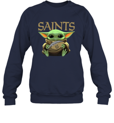 Baby Yoda Loves The New Orleans Saints Star Wars Baby Yoda Hugs Saints NFL Adult Sweatshirt Adult Sweatshirt - VeigarTee