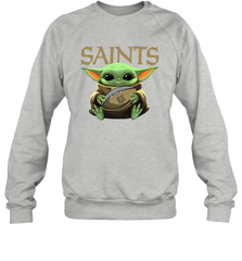 Baby Yoda Loves The New Orleans Saints Star Wars Baby Yoda Hugs Saints NFL Adult Sweatshirt Adult Sweatshirt - VeigarTee