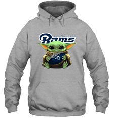 Baby Yoda Loves The Los Angeles Rams Star Wars Baby Yoda Hugs Rams NFL Adult Hoodie Sweatshirt Adult Hoodie Sweatshirt - VeigarTee