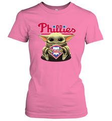Baby Yoda Hugs Loves The Philadelphia Phillies Baseball Womens T-Shirt Womens T-Shirt - VeigarTee