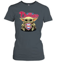 Baby Yoda Hugs Loves The Philadelphia Phillies Baseball Womens T-Shirt Womens T-Shirt - VeigarTee