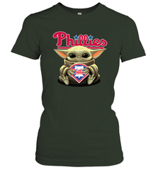Baby Yoda Hugs Loves The Philadelphia Phillies Baseball Womens T-Shirt Womens T-Shirt - VeigarTee