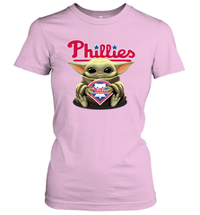 Baby Yoda Hugs Loves The Philadelphia Phillies Baseball Womens T-Shirt Womens T-Shirt - VeigarTee