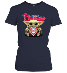 Baby Yoda Hugs Loves The Philadelphia Phillies Baseball Womens T-Shirt Womens T-Shirt - VeigarTee