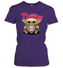 Baby Yoda Hugs Loves The Philadelphia Phillies Baseball Womens T-Shirt Womens T-Shirt - VeigarTee