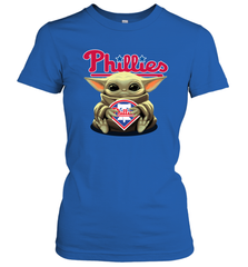 Baby Yoda Hugs Loves The Philadelphia Phillies Baseball Womens T-Shirt Womens T-Shirt - VeigarTee
