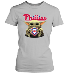 Baby Yoda Hugs Loves The Philadelphia Phillies Baseball Womens T-Shirt Womens T-Shirt - VeigarTee