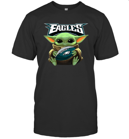 Baby Yoda Loves The Philadelphia Eagles Star Wars Baby Yoda Hugs Eagles NFL Mens T-Shirt Mens T-Shirt / Black / S Mens T-Shirt - VeigarTee