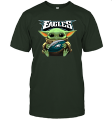 Baby Yoda Loves The Philadelphia Eagles Star Wars Baby Yoda Hugs Eagles NFL Mens T-Shirt Mens T-Shirt - VeigarTee