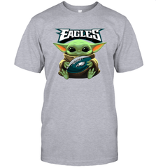 Baby Yoda Loves The Philadelphia Eagles Star Wars Baby Yoda Hugs Eagles NFL Mens T-Shirt Mens T-Shirt - VeigarTee