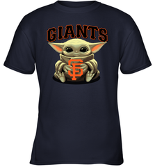 Baby Yoda Hugs Loves The San Francisco GiantsBaseball Youth T-Shirt Youth T-Shirt - VeigarTee