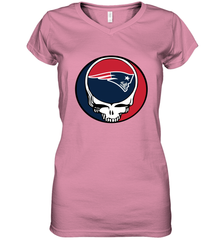 New England Patriots Grateful Dead Steal Your Face NFL Football Womens V-Neck T-Shirt Womens V-Neck T-Shirt - VeigarTee