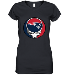 New England Patriots Grateful Dead Steal Your Face NFL Football Womens V-Neck T-Shirt Womens V-Neck T-Shirt - VeigarTee