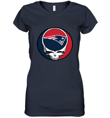 New England Patriots Grateful Dead Steal Your Face NFL Football Womens V-Neck T-Shirt Womens V-Neck T-Shirt - VeigarTee