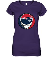 New England Patriots Grateful Dead Steal Your Face NFL Football Womens V-Neck T-Shirt Womens V-Neck T-Shirt - VeigarTee