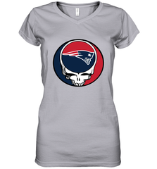 New England Patriots Grateful Dead Steal Your Face NFL Football Womens V-Neck T-Shirt Womens V-Neck T-Shirt - VeigarTee