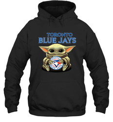Baby Yoda Hugs Loves The Toronto Blue Jays Baseball Adult Hoodie Sweatshirt