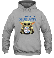 Baby Yoda Hugs Loves The Toronto Blue Jays Baseball Adult Hoodie Sweatshirt Adult Hoodie Sweatshirt - VeigarTee