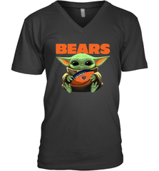 Baby Yoda Loves The Chicago Bears Star Wars Baby Yoda Hugs Bears NFL Mens V-Neck T-Shirt Mens V-Neck T-Shirt - VeigarTee