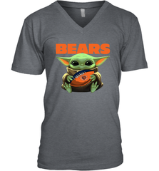 Baby Yoda Loves The Chicago Bears Star Wars Baby Yoda Hugs Bears NFL Mens V-Neck T-Shirt Mens V-Neck T-Shirt - VeigarTee