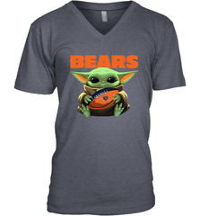 Baby Yoda Loves The Chicago Bears Star Wars Baby Yoda Hugs Bears NFL Mens V-Neck T-Shirt Mens V-Neck T-Shirt - VeigarTee