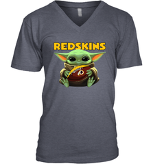 Baby Yoda Loves The Washington Redskins Star Wars Baby Yoda Hugs Redskins NFL Mens V-Neck T-Shirt Mens V-Neck T-Shirt - VeigarTee