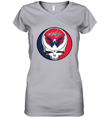 Washington Capitals Grateful Dead Steal Your Face Hockey NHL Womens V-Neck T-Shirt Womens V-Neck T-Shirt - VeigarTee