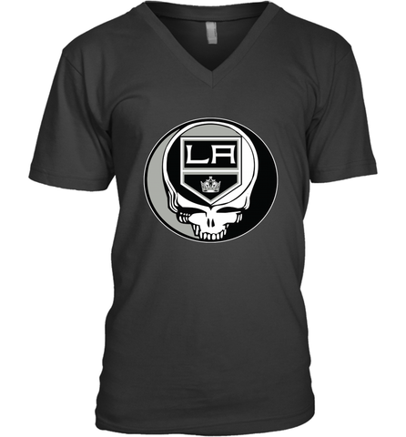 Los Angeles Kings Grateful Dead Steal Your Face Hockey NHL Mens V-Neck T-Shirt Mens V-Neck T-Shirt / Black / S Mens V-Neck T-Shirt - VeigarTee
