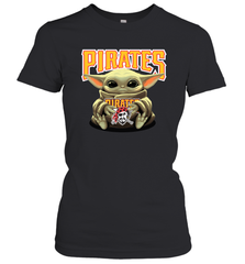 Baby Yoda Hugs Loves The Pittsburgh Pirates Baseball Womens T-Shirt Womens T-Shirt - VeigarTee