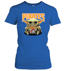 Baby Yoda Hugs Loves The Pittsburgh Pirates Baseball Womens T-Shirt Womens T-Shirt - VeigarTee