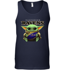 Baby Yoda Loves The Baltimore Ravens Star Wars Baby Yoda Hugs Ravens NFL Mens Tank Top Mens Tank Top - VeigarTee