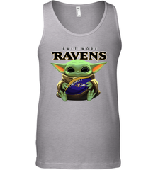 Baby Yoda Loves The Baltimore Ravens Star Wars Baby Yoda Hugs Ravens NFL Mens Tank Top Mens Tank Top - VeigarTee