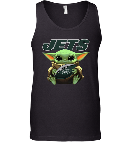 Baby Yoda Loves The New York Jets Star Wars Baby Yoda Hugs Jets NFL Mens Tank Top Mens Tank Top / Black / XS Mens Tank Top - VeigarTee