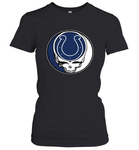Indianapolis Colts Grateful Dead Steal Your Face NFL Football Womens T-Shirt Womens T-Shirt / Black / XS Womens T-Shirt - VeigarTee