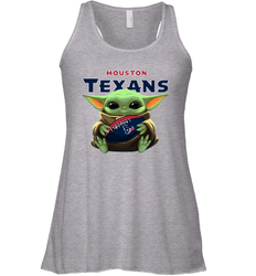 Baby Yoda Loves The Houston Texans Star Wars Baby Yoda Hugs Texans NFL Womens Racerback Tank Top