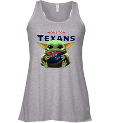 Baby Yoda Loves The Houston Texans Star Wars Baby Yoda Hugs Texans NFL Womens Racerback Tank Top Womens Racerback Tank Top - VeigarTee