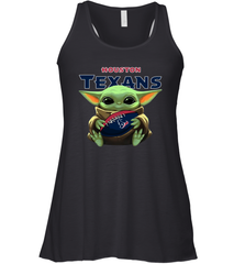 Baby Yoda Loves The Houston Texans Star Wars Baby Yoda Hugs Texans NFL Womens Racerback Tank Top Womens Racerback Tank Top - VeigarTee