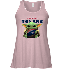 Baby Yoda Loves The Houston Texans Star Wars Baby Yoda Hugs Texans NFL Womens Racerback Tank Top Womens Racerback Tank Top - VeigarTee