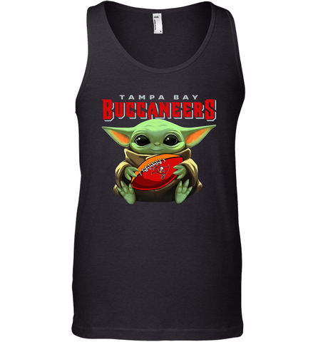 Baby Yoda Loves The Tampa Bay Buccaneers Star Wars Baby Yoda Hugs Buccaneers NFL Mens Tank Top Mens Tank Top / Black / XS Mens Tank Top - VeigarTee