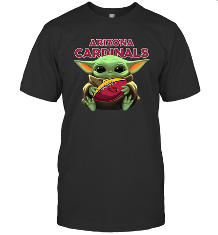 Baby Yoda Loves The Arizona Cardinals Star Wars Baby Yoda Hugs Cardinals NFL Mens T-Shirt Mens T-Shirt / Black / S Mens T-Shirt - VeigarTee