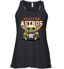 Baby Yoda Hugs Loves The Houston Astros Baseball Womens Racerback Tank Top Womens Racerback Tank Top - VeigarTee