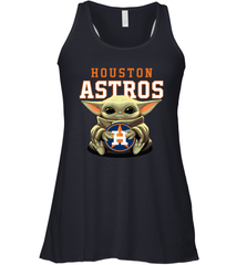Baby Yoda Hugs Loves The Houston Astros Baseball Womens Racerback Tank Top Womens Racerback Tank Top - VeigarTee