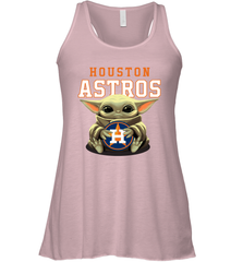 Baby Yoda Hugs Loves The Houston Astros Baseball Womens Racerback Tank Top Womens Racerback Tank Top - VeigarTee