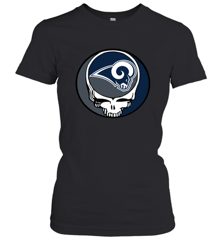 Los Angeles Rams Grateful Dead Steal Your Face NFL Football Womens T-Shirt Womens T-Shirt / Black / XS Womens T-Shirt - VeigarTee