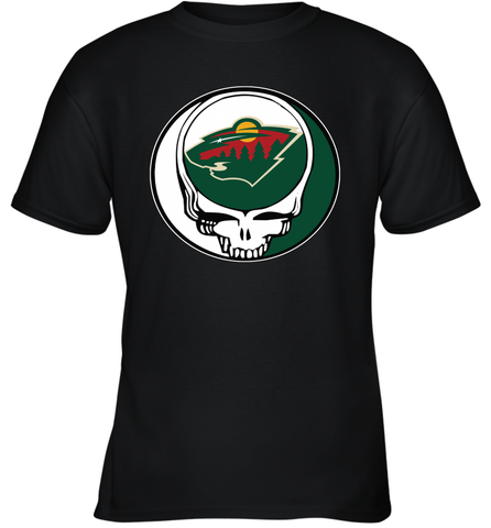 Minnesota Wild Grateful Dead Steal Your Face Hockey NHL Youth T-Shirt Youth T-Shirt / Black / XS Youth T-Shirt - VeigarTee