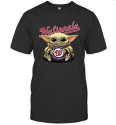 Baby Yoda Hugs Loves The Washington Nationals Baseball Mens T-Shirt