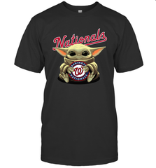 Baby Yoda Hugs Loves The Washington Nationals Baseball Mens T-Shirt Mens T-Shirt - VeigarTee